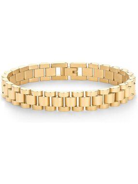 Waterproof 14K Gold Plated Chunky Link Bracelet for Women | Two-Toned Stainless